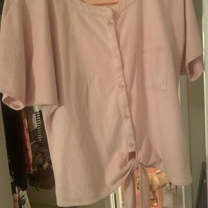 Astars vegan pink suede tie up top